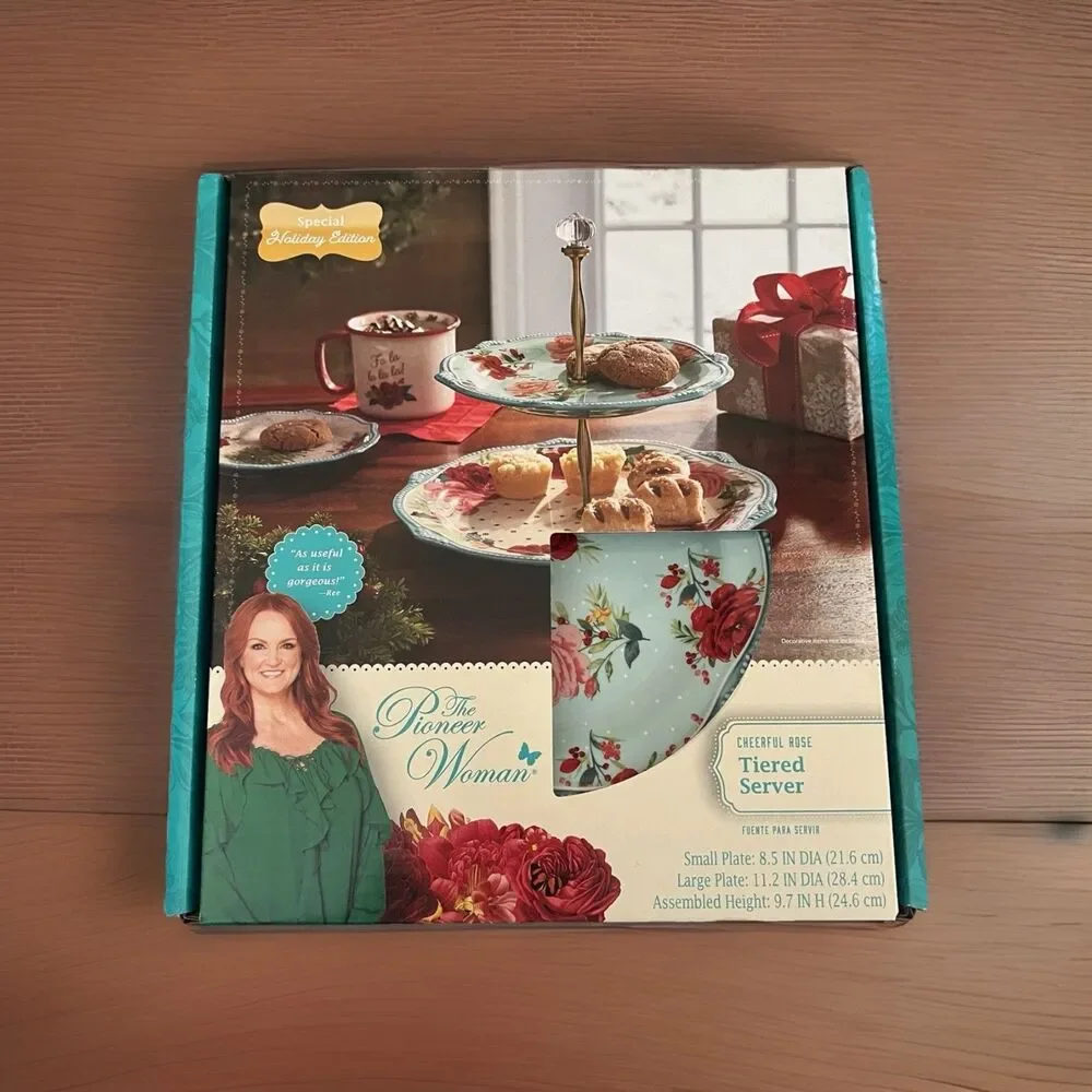The Pioneer Woman Special Holiday Edition Cheerful Rose 2-Tiered Server